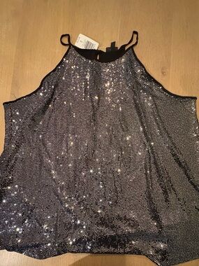 torrid Black Sequin Halter Tank Top